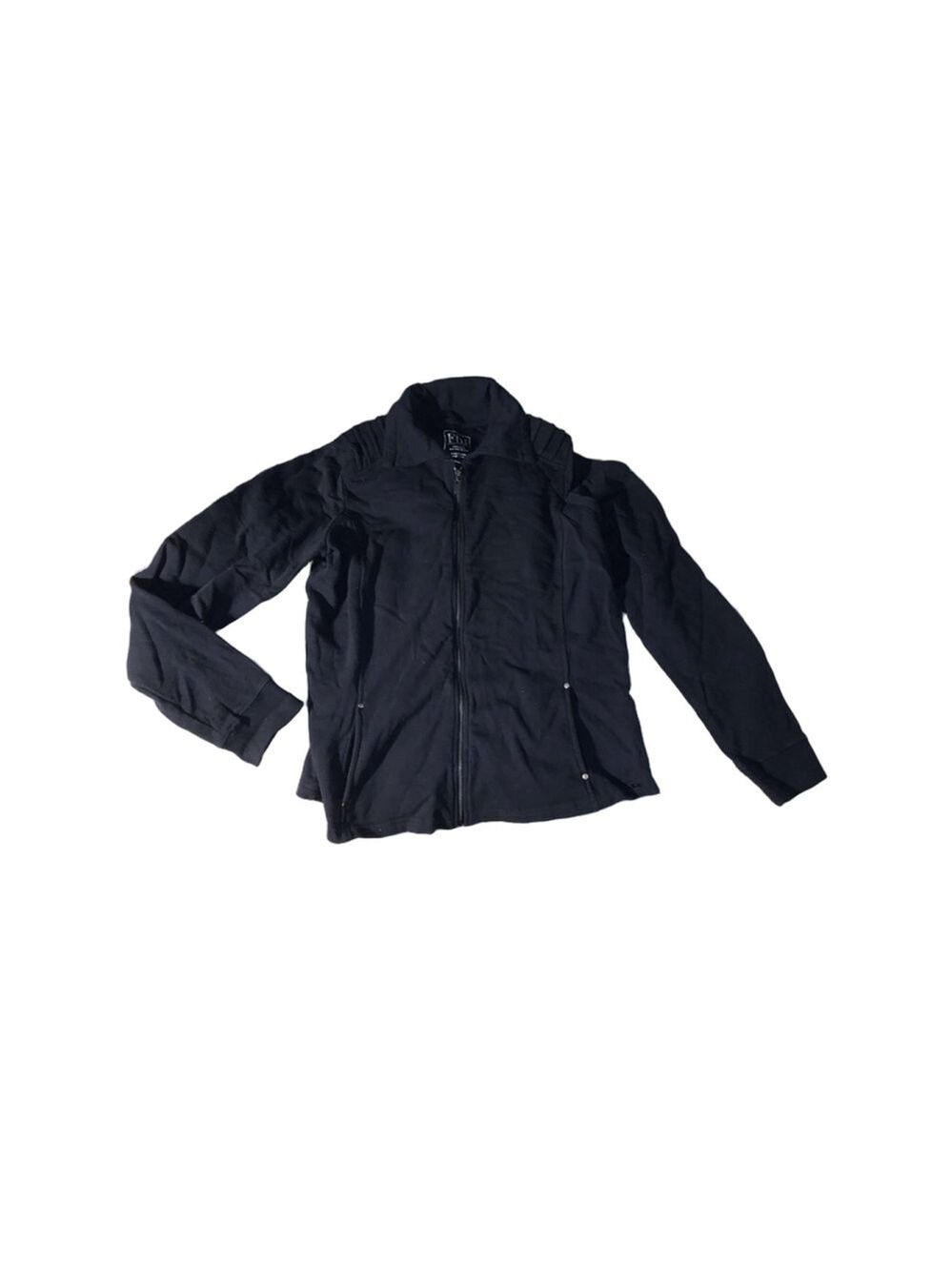 Women's FDJ Black Zip Front Funnel Neck Cardigan M
